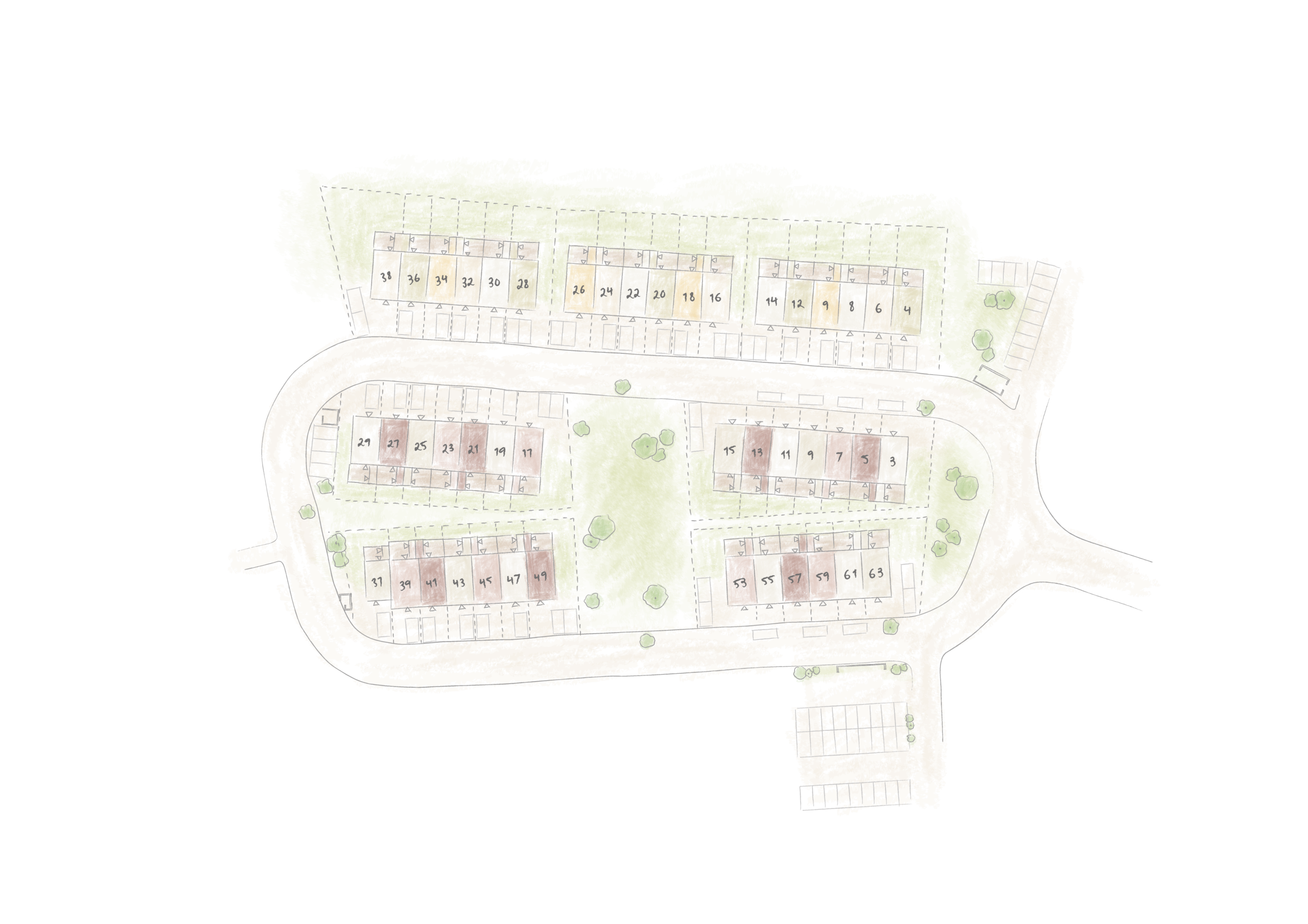 Översiktsbild av radhusområde